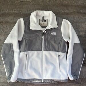The North Face Denali Fleece Jacket Size Small  Pet White Gray Polartec Full Zip